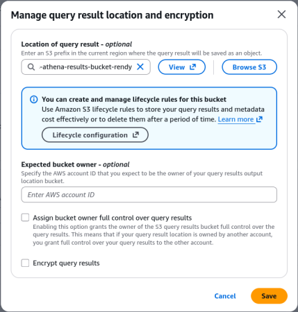 Athena Query Result Location