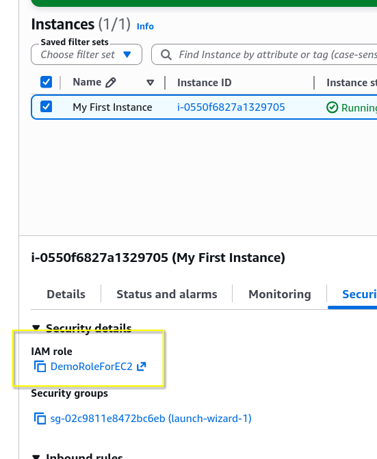 IAM Role attached to EC2