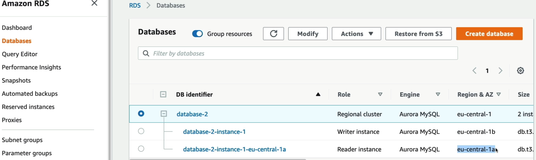 Amazon Aurora Cluster Topology