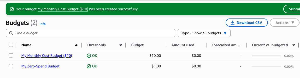 My budgets