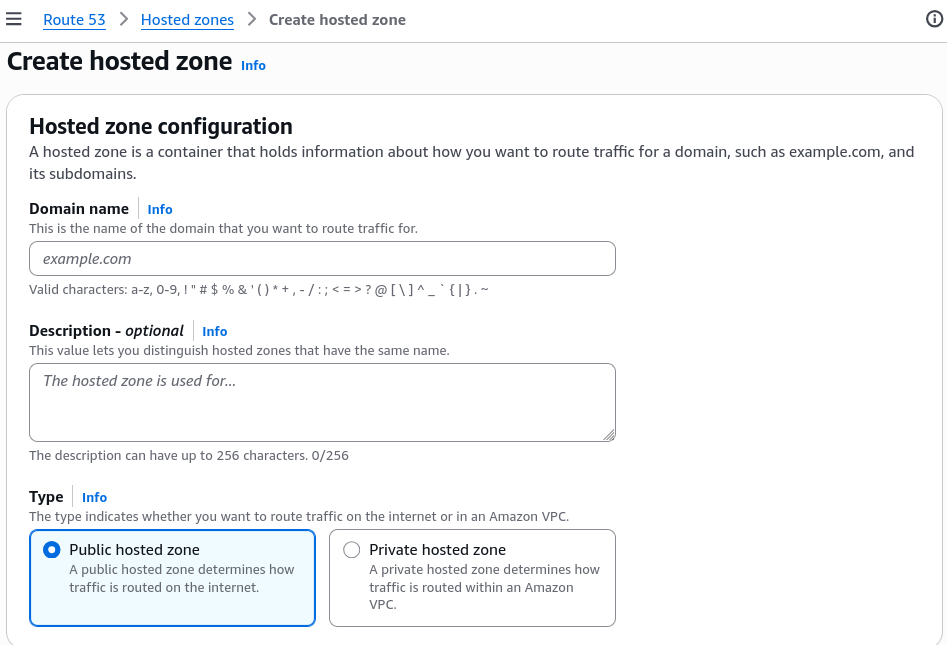 Create a public hosted zone