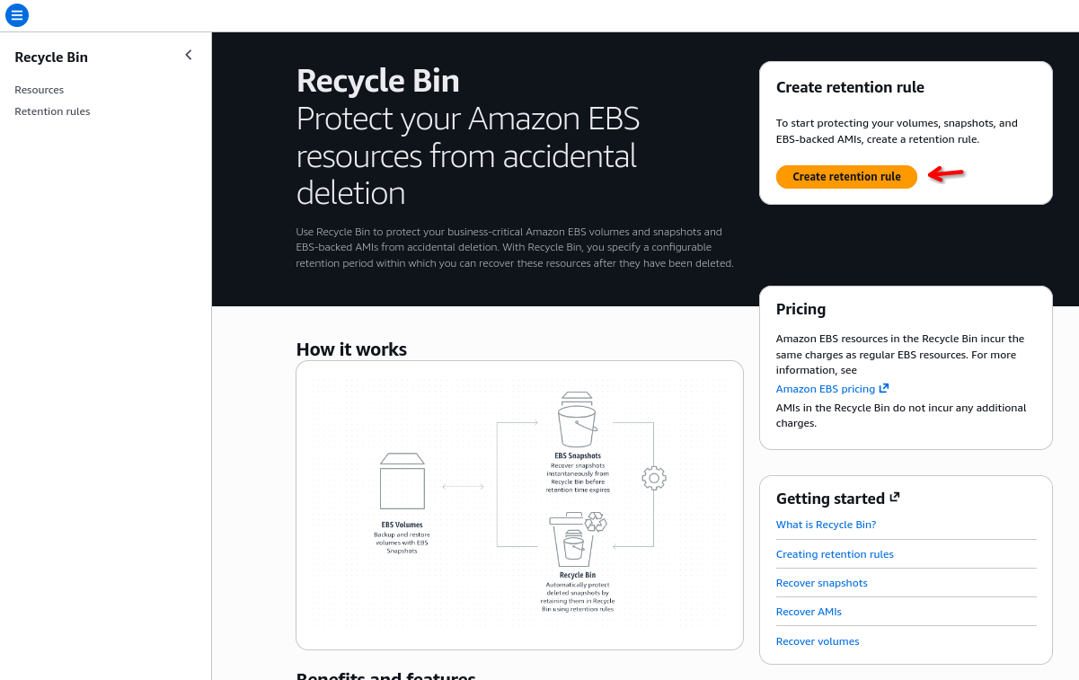 Create Recycle Bin Retention Rule