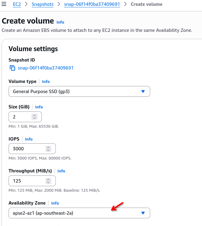 Create Volume from Snapshot in a Different AZ