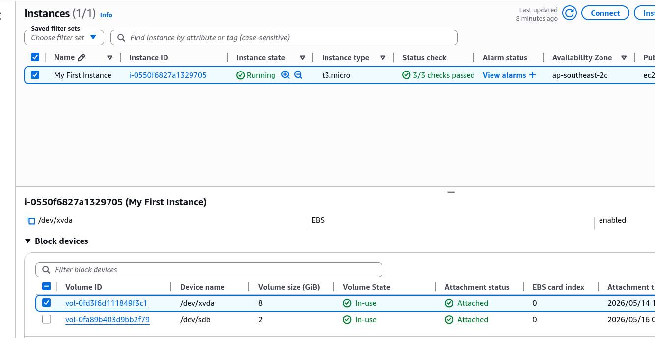 EBS volume attached to EC2 instance