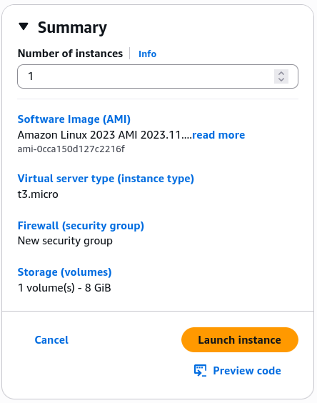 Instance summary