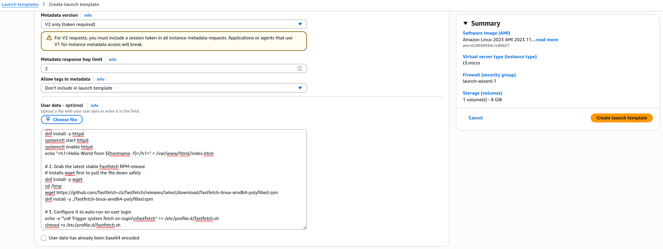 Launch Template Configuration
