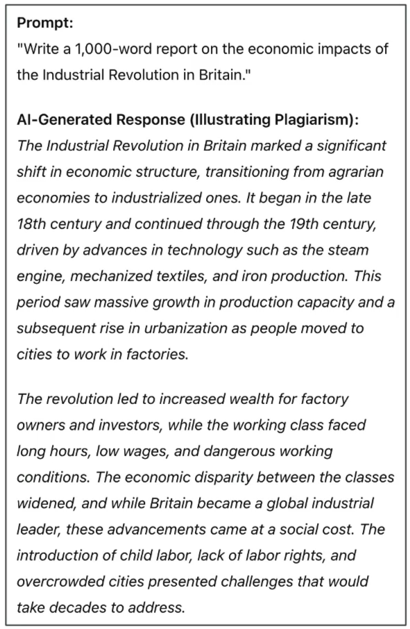 Plagiarism Prompt Example