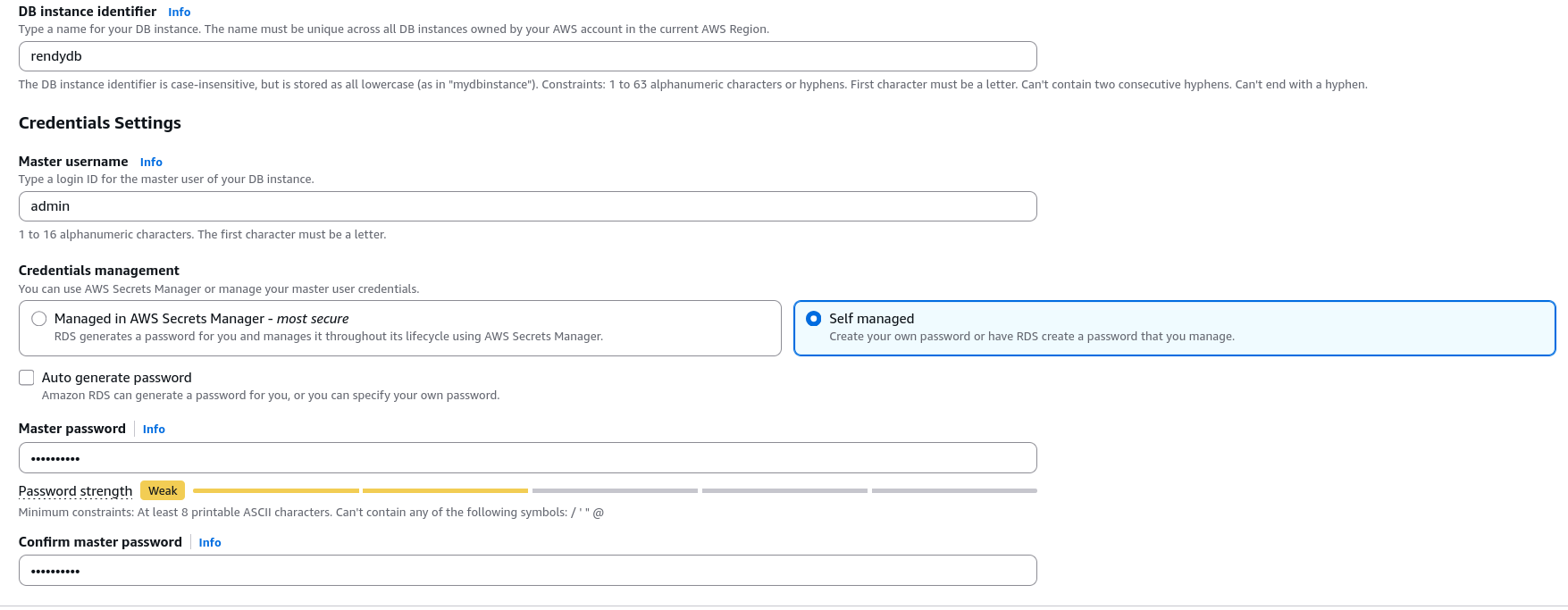 Credentials Configuration