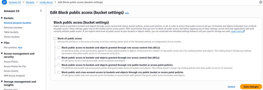 Remove Block Public Access