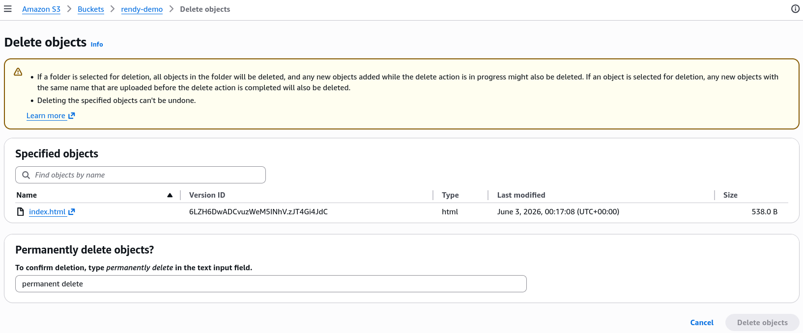 S3 Permanent Delete