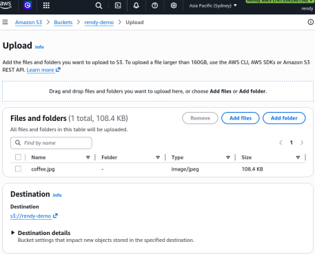 Uploading a file to S3