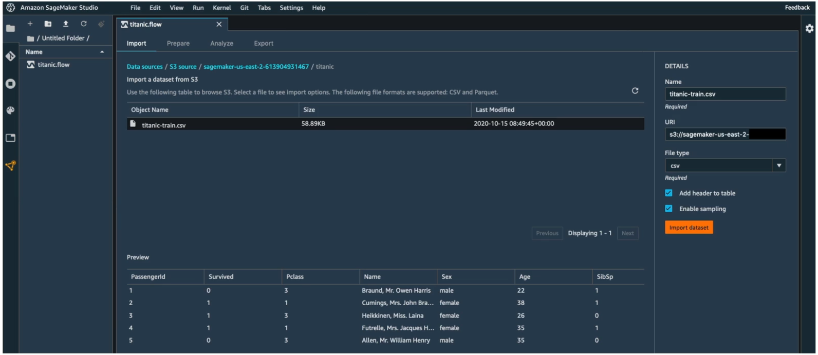 SageMaker Canvas Import Data