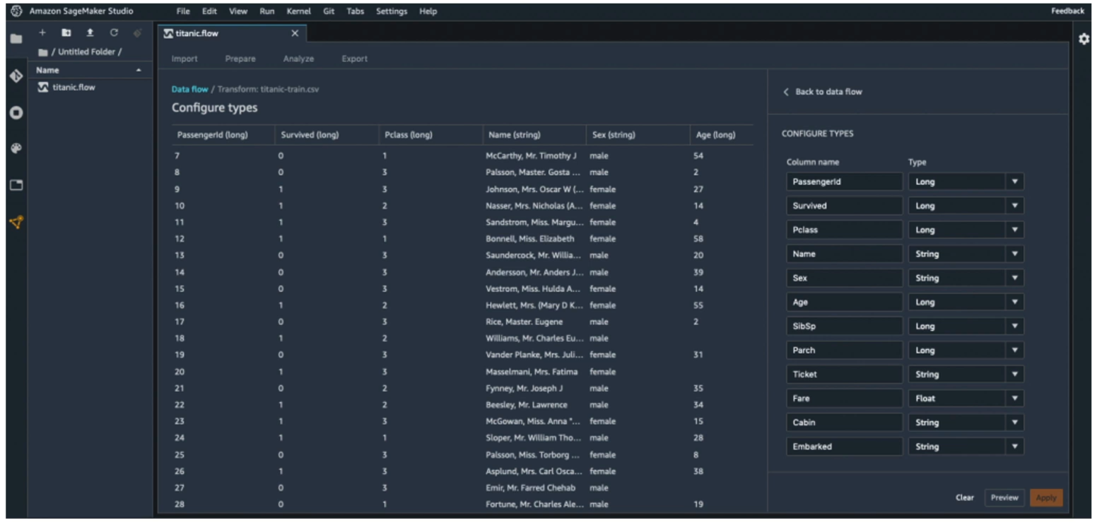SageMaker Canvas Preview Data