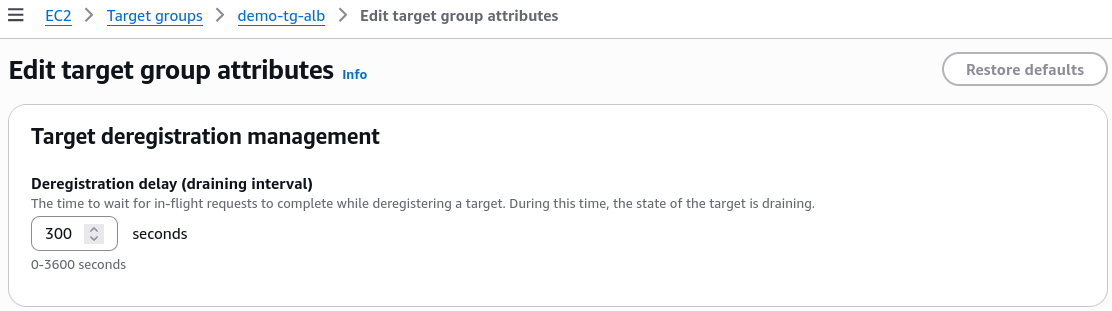Target Group Draining Interval